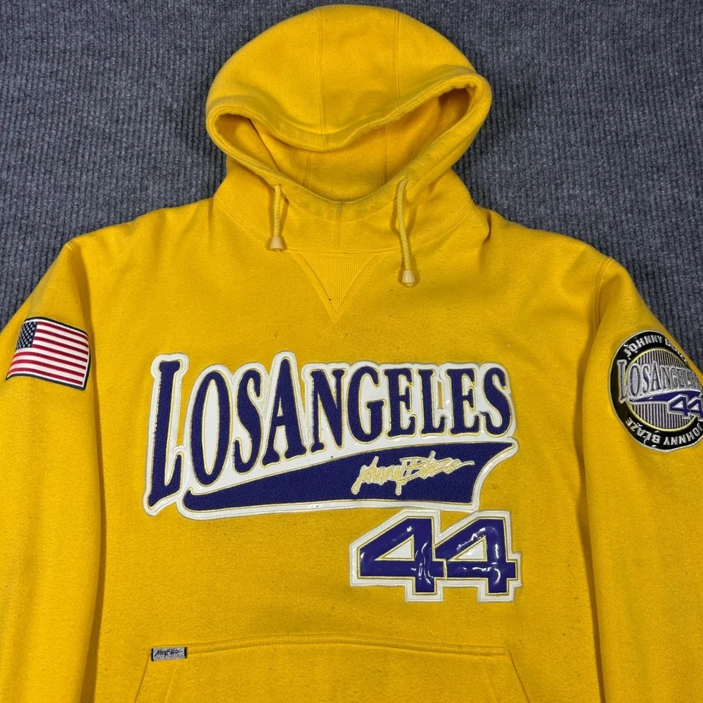Johnny Blaze Hoodie Men's XL Los Angeles Lakers 44‎ Yellow Kobe Bryant Tribute